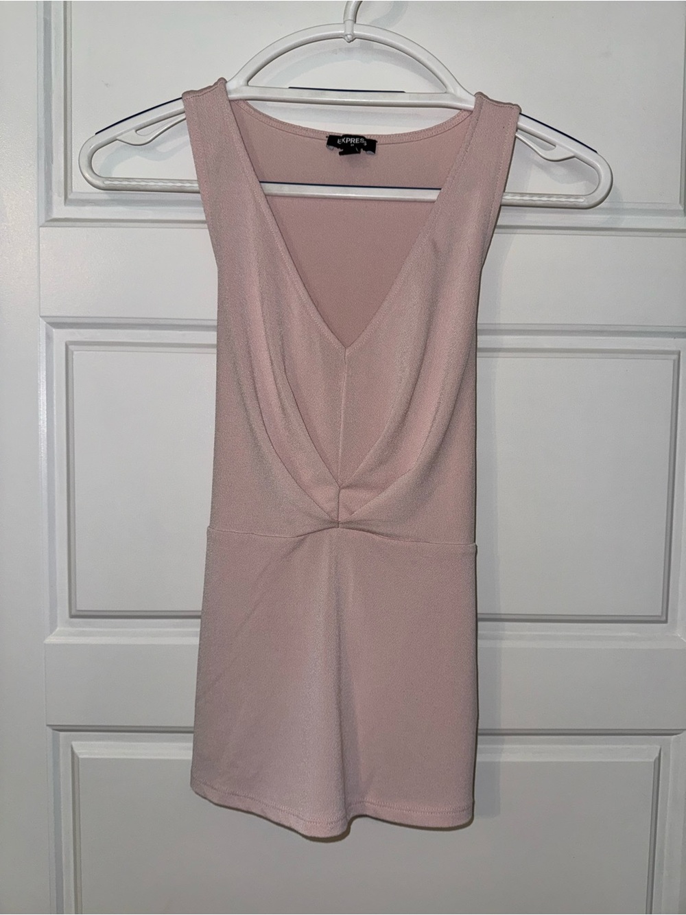 Express Light Pink Draped V-Neck Sleeveless Top